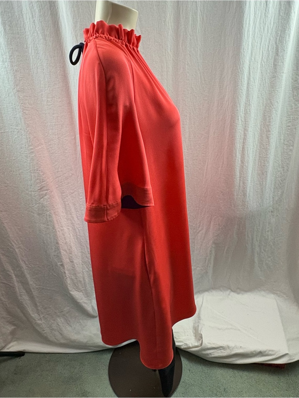 Roksanda Silk Tent Dress Ruffled Mock Neck Coral 10 - Picture 5 of 12